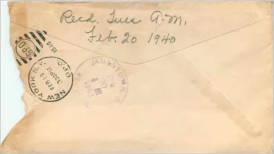 Nova Iorque — Carta especial de entrega — United States Postal Service — Verso
