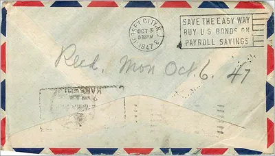Carta postal aérea — devolução ao destinatário — editor American Export Lines, n°1 — Verso