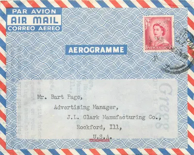 Aérogamme — Nova Zelândia — W. Gregg & Co. Ltd. — Número de série não visível