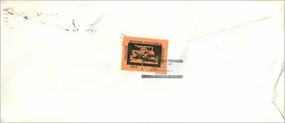 Amerykańska kartka pocztowa — znak pocztowy folk art USA 22 — odbiorca Edward F. Deschl, North Bergen, N.J., USA — Rewers