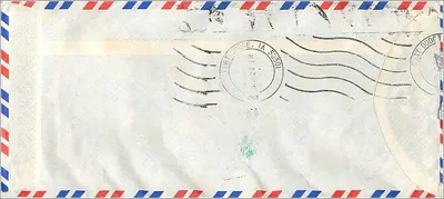 Carta aérea para a Universidade do Iowa — Malásia, 1983 — Verso