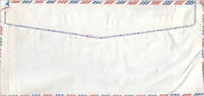 Tấm thiếp bưu chính hàng không — Bì thư gửi đến Đại học Iowa — Nhà xuất bản: Air Mail Singapore Hongkong — Mặt sau