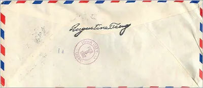 Đơn xin nhập học Đại học Iowa — Trường Providence College, Taichung — tem kỷ niệm năm 1971 — Mặt sau