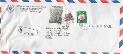Universidade Yonsei — Seul, Coreia — envio aéreo para a Universidade do Iowa