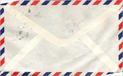 Carta postal aérea — Malásia — Universidade da Iowa, Iowa City, Estados Unidos — Verso