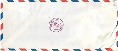 Cartolina aerea — Università della Corea — Iowa City, Iowa, Stati Uniti — 1982 — Verso