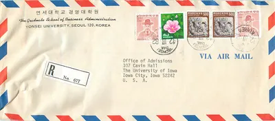 Universidade Yonsei de Administração de Negócios — Seul, Coreia — envio para a Universidade da Iowa, Iowa City, Estados Unidos
