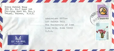 Taipei, Taiwan — Luftpost an die Universität Iowa — Stempel der Republik China