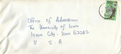 Nijerya — 45k pul — Iowa Üniversitesi, Iowa City, ABD’ye gönderim