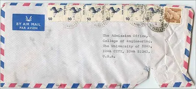 Envelope aéreo — Índia para Estados Unidos — selos e carimbo de Anandpur