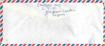 Nigeria — Poczta lotnicza z znaczkami przemysłowymi — wydawca nieodczytalny — Rewers