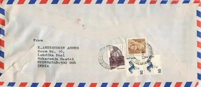 Hyderabad - Mukdikka Pool - Envelope aérea para Iowa City, Estados Unidos — Electronics Corporation of India Limited