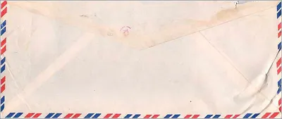 Envelope aéreo Bombay-Estados Unidos — R.S. Yavatwar para Calvin Hall, Iowa — selos da Índia — Verso