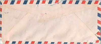 Envelope aéreo Hindoustan — Universidade da Iowa — selos da Índia 1957 — Verso