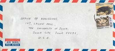 Envelope aérea para Iowa — selos malaios