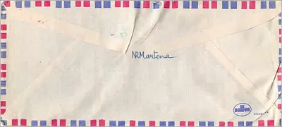 Envelope aéreo indiano — Universidade de Iowa — Anushta — Verso