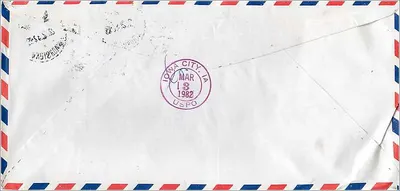 Taipei — Luftpost an die University of Iowa — Verlag nicht sichtbar — Rückseite