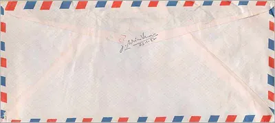 Carta recomendada — IIT Kanpur para a Universidade de Iowa — enviada por avião — Verso