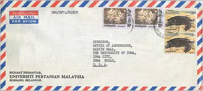 Carta aérea — Universidade da Iowa — Selangor, Malásia