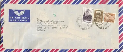 Carta postal aérea — Índia para Estados Unidos — editor Archana