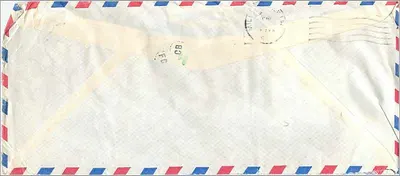 Carta aérea — Bombaim, Índia — para Iowa City, Estados Unidos — editor: Air Mail — Verso