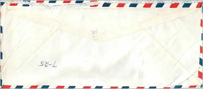 Envelope aéreo Hindustão-Estados Unidos — Universidade do Iowa — selos Hindustão — Verso