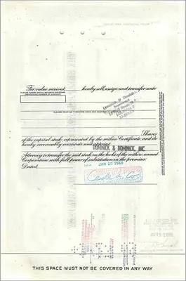 Certificate of 100 shares of the Great Atlantic & Pacific Tea Company — publisher First National City Bank — Back