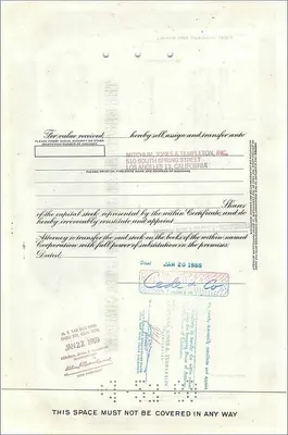 Certificado de 100 ações da Great Atlantic & Pacific Tea Company — editor American Bank Note Company, n° 363838 — Verso