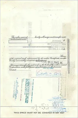Certificat d'actions de la Great Atlantic & Pacific Tea Company — 100 actions — éditeur First National City Bank — Verso