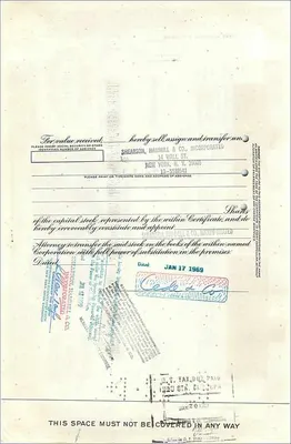 Certificado de 100 acciones de la Great Atlantic & Pacific Tea Company — editor Morgan Guaranty Trust Company — Reverso