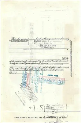 Action de la Great Atlantic & Pacific Tea Company — 100 actions — éditeur Morgan Guaranty Trust Company — Verso