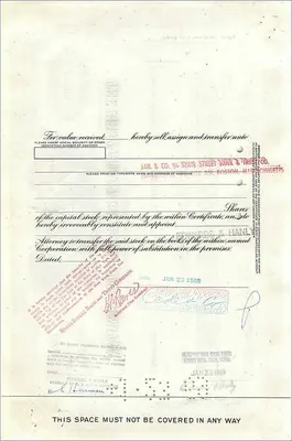 Acción de la Great Atlantic & Pacific Tea Company — 100 acciones — editor Morgan Guaranty Trust Company — Reverso