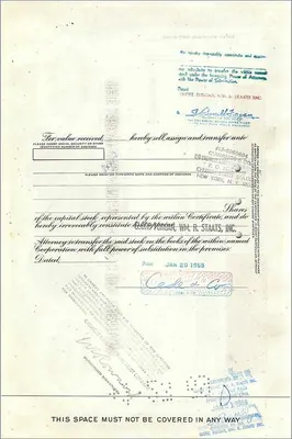 Certificate of 100 shares of the Great Atlantic & Pacific Tea Company — publisher First National City Bank — Back