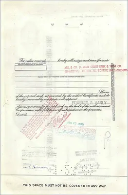 Certificado de 100 ações da Great Atlantic & Pacific Tea Company — editor Morgan Guaranty Trust Company — Verso