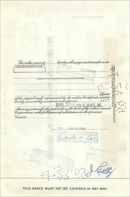 Aandeel van de Great Atlantic & Pacific Tea Company — 100 aandelen — uitgever American Bank Note Company — Achterkant