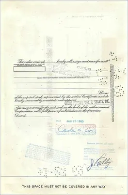 Action de la Great Atlantic & Pacific Tea Company — 100 actions — éditeur Morgan Guaranty Trust Company — Verso
