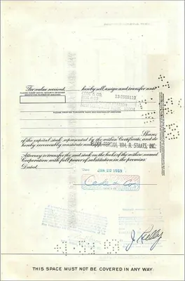 Certificate of 100 shares of the Great Atlantic & Pacific Tea Company — publisher First National City Bank, no. 342652 — Back