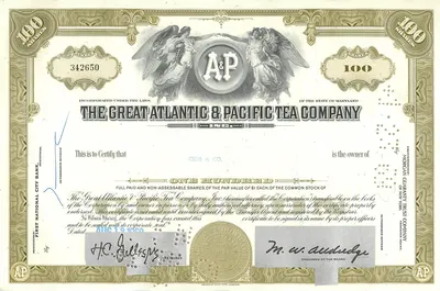 Ação da Great Atlantic & Pacific Tea Company — 100 ações — editor Morgan Guaranty Trust Company