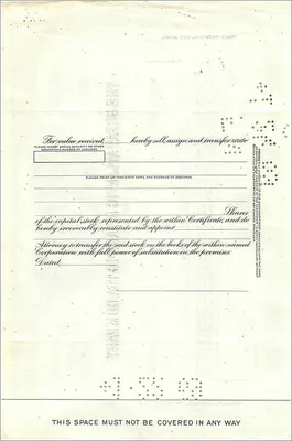 Certificado de acciones de la Great Atlantic & Pacific Tea Company — 100 acciones — editor American Bank Note Company — Reverso