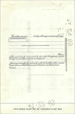 Certificat d'actions de la Great Atlantic & Pacific Tea Company — 100 actions — éditeur Morgan Guaranty Trust Company — Verso