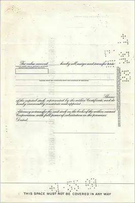 Certificado de 100 acciones de la Great Atlantic & Pacific Tea Company — editor Morgan Guaranty Trust Company — Reverso