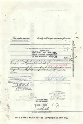 Aktienzertifikat der Great Atlantic & Pacific Tea Company — Deltec Securities Corp — n° 358944 — Rückseite