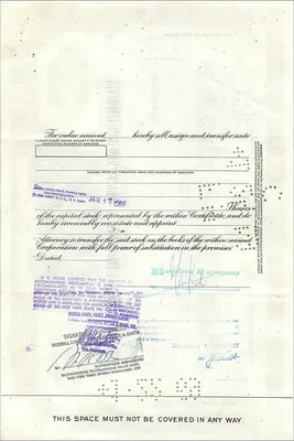 Certificat de 100 actions de la Great Atlantic & Pacific Tea Company — éditeur Morgan Guaranty Trust Company — Verso