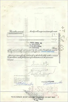 Certificado de 100 acciones de la Great Atlantic & Pacific Tea Company — editor Morgan Guaranty Trust Company — Reverso
