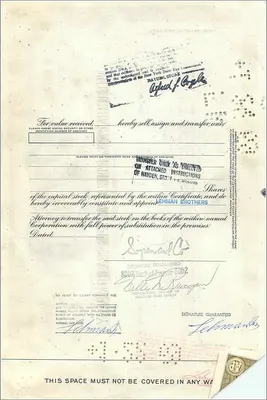 Certificado de 100 acciones de la Great Atlantic & Pacific Tea Company — editor American Bank Note Company — Reverso