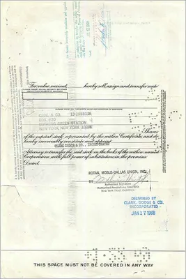 大西洋与太平洋茶叶公司100股股票证书 — 出版商美国银行票据公司，编号 363655 — 背面