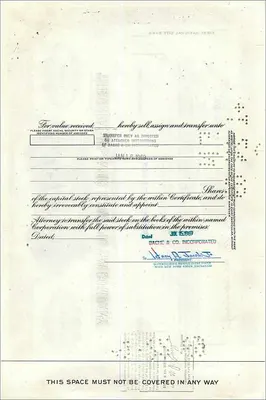 Certificate of 100 shares of the Great Atlantic & Pacific Tea Company — Bache & Co. Incorporated — Back
