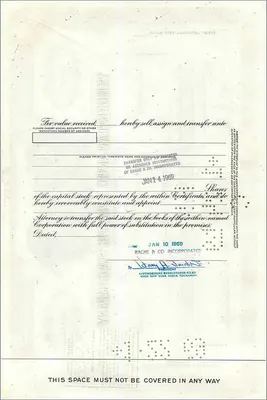 Certificaat van 100 aandelen van de Great Atlantic & Pacific Tea Company — Bache & Co Incorporated — Achterkant