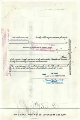 Ação da Great Atlantic & Pacific Tea Company — 100 ações — editor American Bank Note Company — Verso