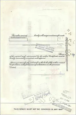 Certificato d'azioni della Great Atlantic & Pacific Tea Company — 100 azioni — editore Morgan Guaranty Trust Company — Verso
